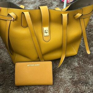 Yellow/Brown MK Bag with Wallet